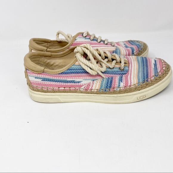 UGG Eyan II Serape Lace Up Pink/Blue Jute low top Sneakers size 6 - Picture 11 of 13